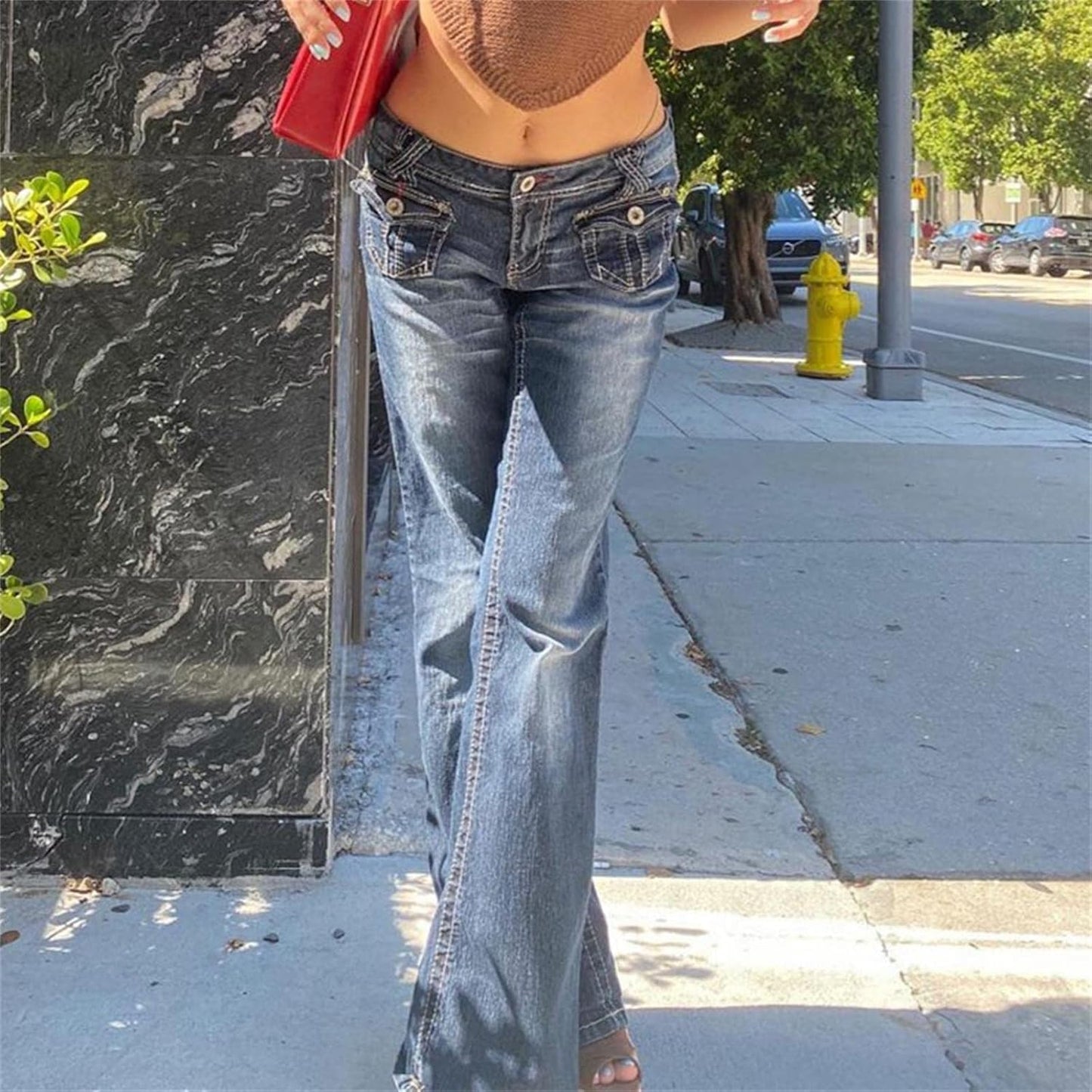 Gothic Cargo Jeans for Women Wide Straight Leg Punk Grunge Baggy Pants Goth Aesthetic Trousers Y2K Streetwear with Pockets X-Small