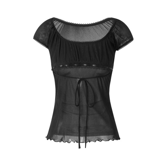 Summer Square Collar Short Sleeve Pullovers Crop Top Y2K Grunge Retro Clothes 2025 New