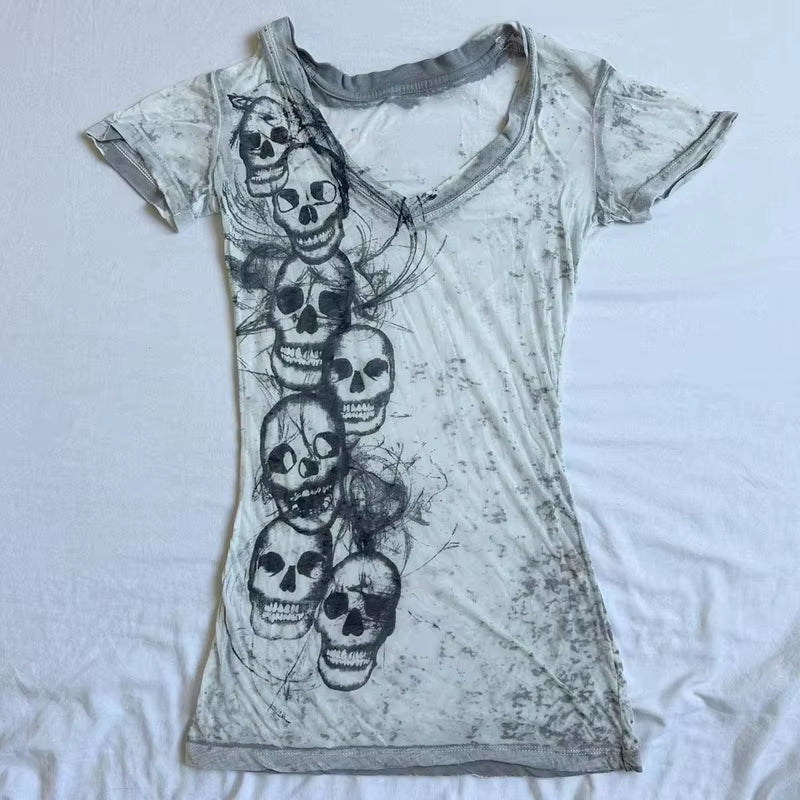 Women 90S Vintage Grunge Crop Tops Y2K Grunge Letter Print T-Shirt Retro Graphic Short Sleeve Tee Punk Hip Hop Cyber Streetwear
