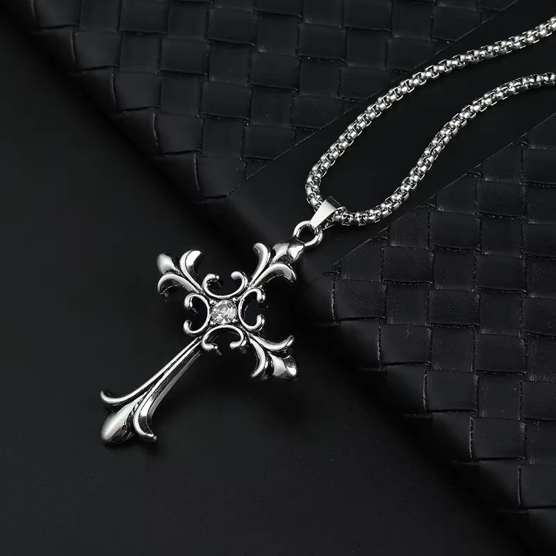 European and American Fashion Personality Retro Gothic Cross Necklace for Men and Women Street Hip-Hop Trendsetters Versatile Pe