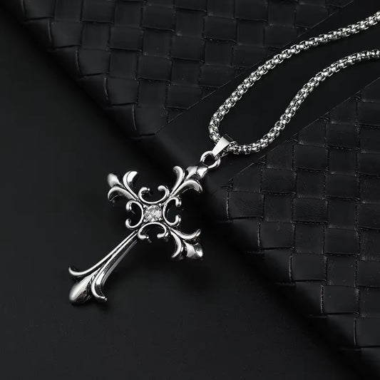 European and American Fashion Personality Retro Gothic Cross Necklace for Men and Women Street Hip-Hop Trendsetters Versatile Pe